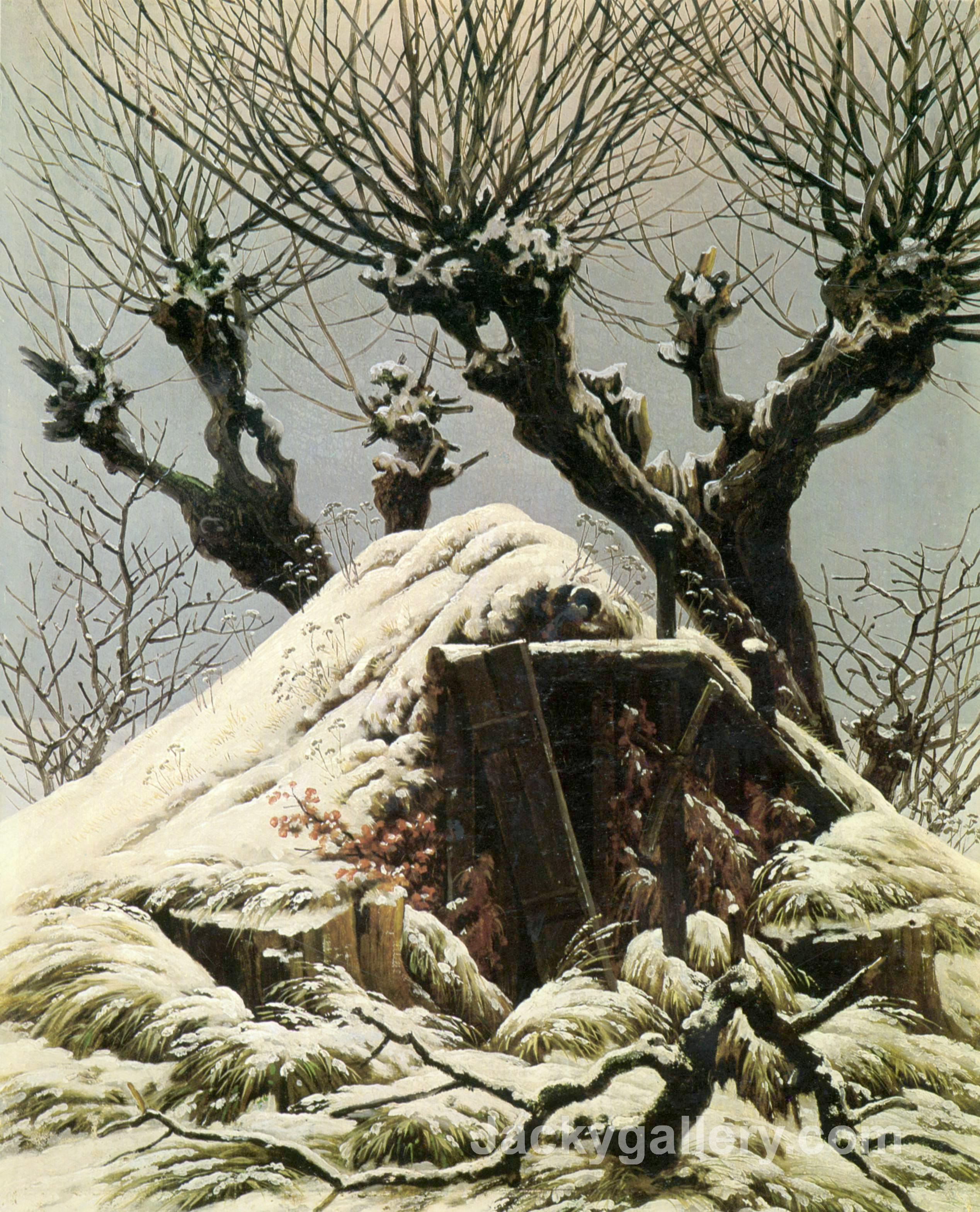 Trees in the snow by Caspar David Friedrich paintings reproduction
